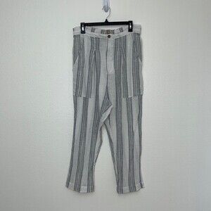 Free People Semi Sweet Cropped Womans Boho Beachy Cotton Striped pants Large